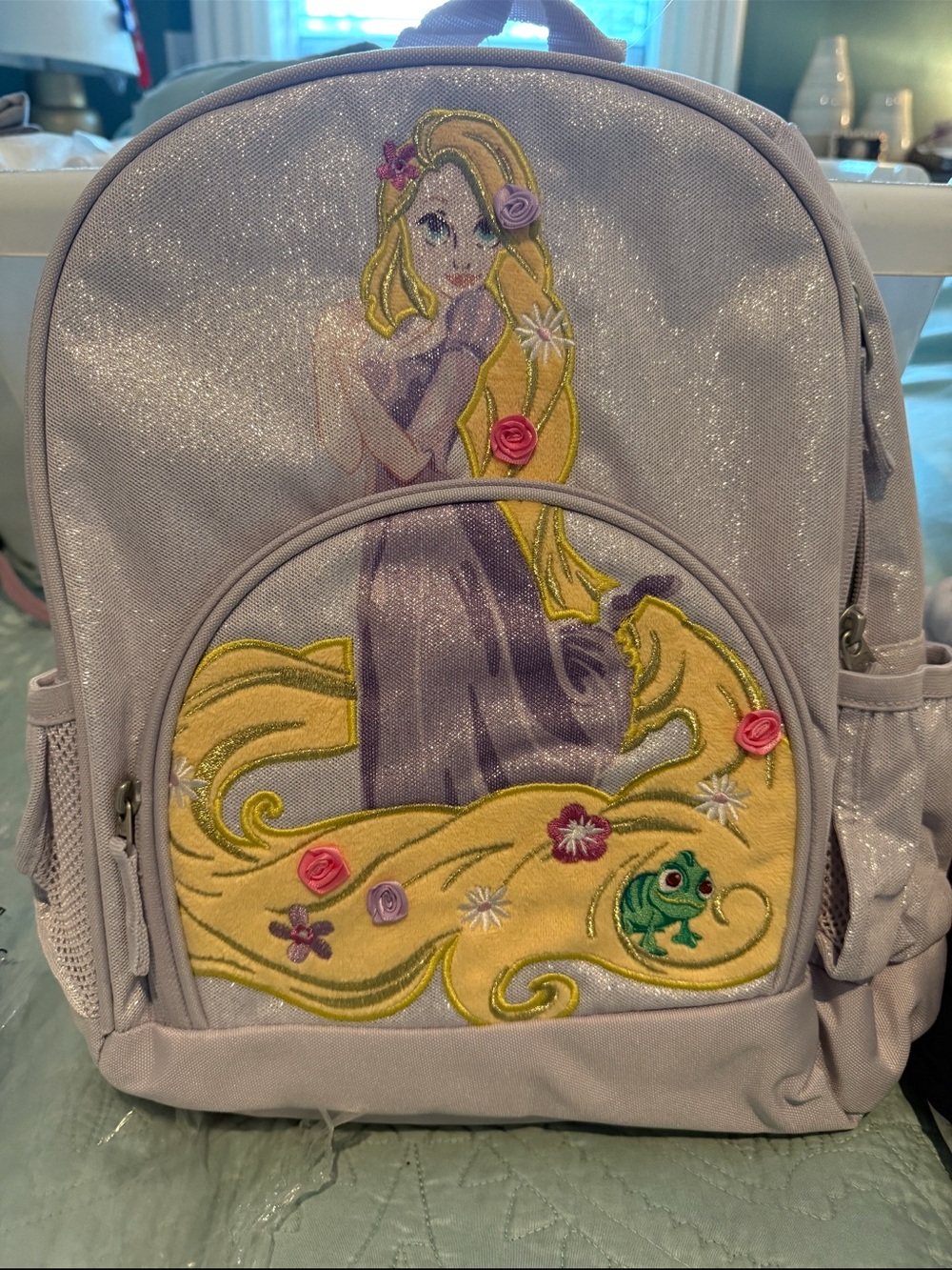 Pottery Barn Kids Lavender Rapunzel Embroidered Backpack